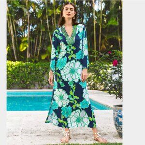 NWT Lilly Pulitzer Irella Maxi Caftan Dress Low Tide Navy Oversized Go Big Print
